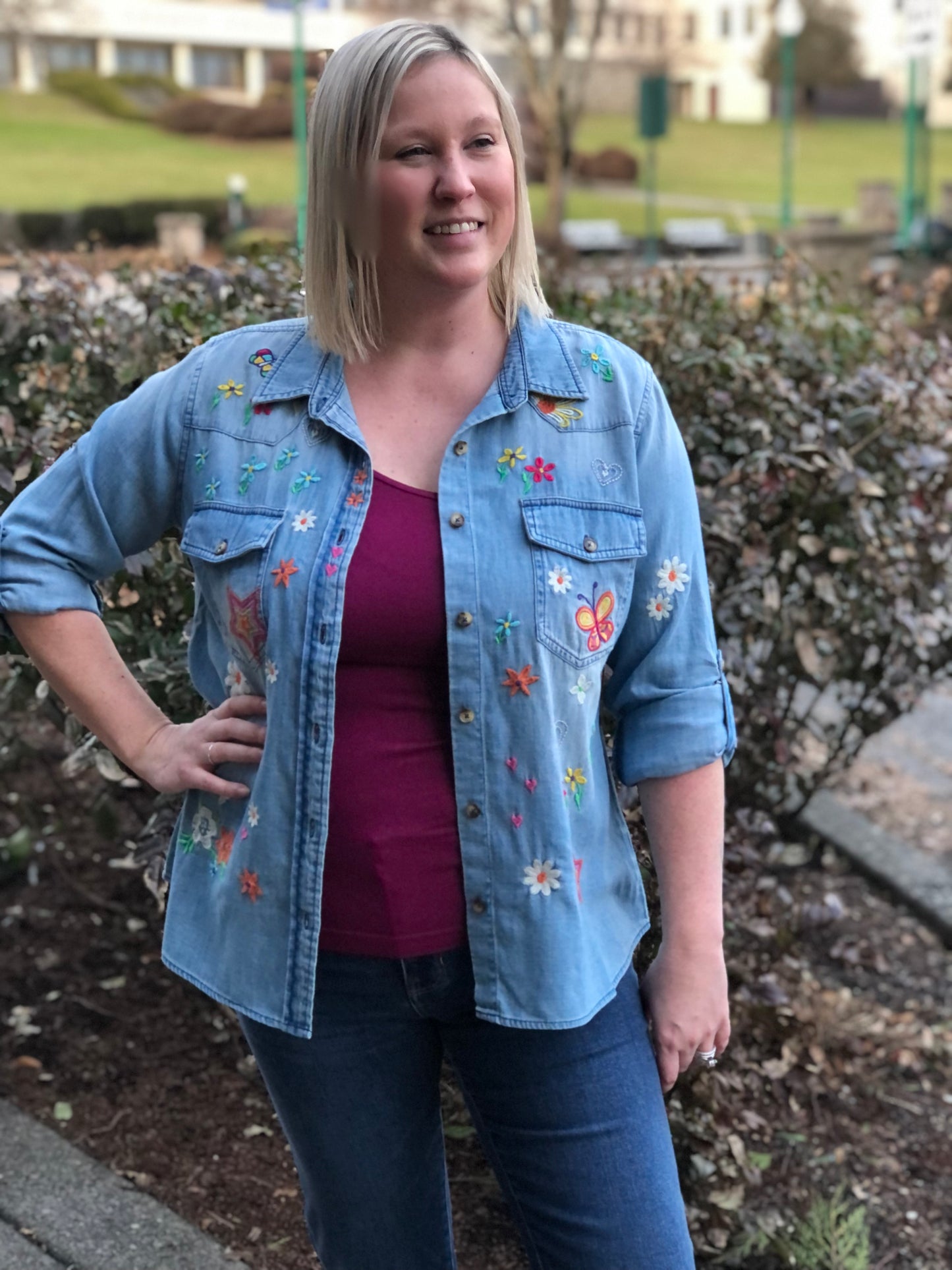 Embroidered Denim Shirt